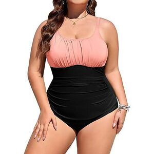 One Piece Swimsuit Women Tummy Control Modest Swimwear Sexy Ruched Slimming